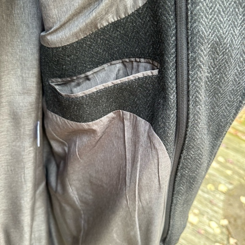 Joseph‎ Abboud Men’s Long Wool Peacoat Dress Coat (Charcoal Herringbone) (NWOT) - Picture 7 of 11